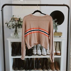 Sweater with multi color strip